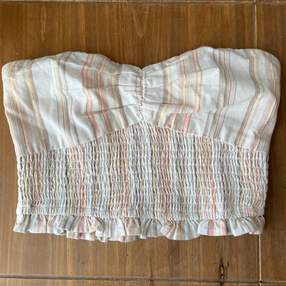 Tularosa Women’s Multicolor Smocked Striped Strapless Top S